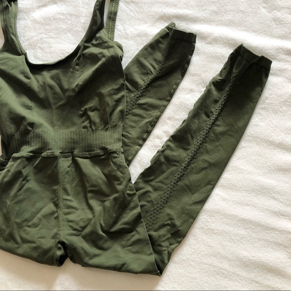 Free People Army Green Good Karma Onesie - Picture 2 of 7
